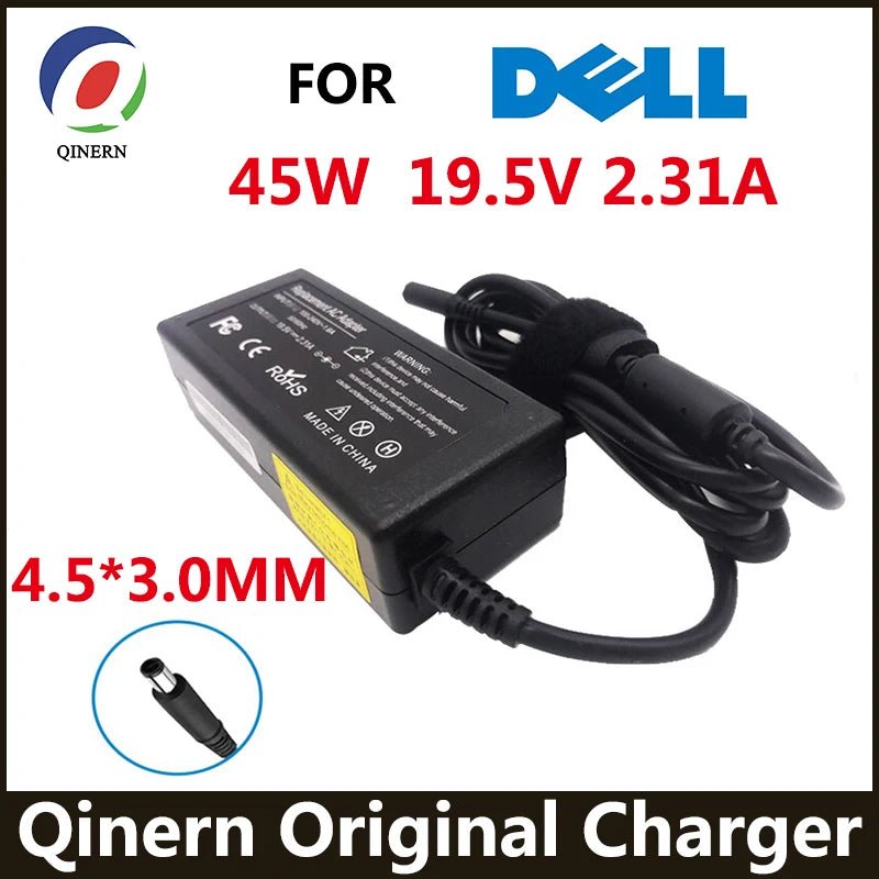 H8d18f326b71f4b6d867a78e83c19cc16t 45W Dell Laptop Charger Adapter 19.5V 2.31A - For XPS 13, Inspiron, Vostro (4.5x3.0mm) - Image 1