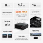 Beelink SER5 Max Mini PC – AMD Ryzen 7 6800U/7735HS, DDR5, WiFi 6, 2.5G LAN - Image 4