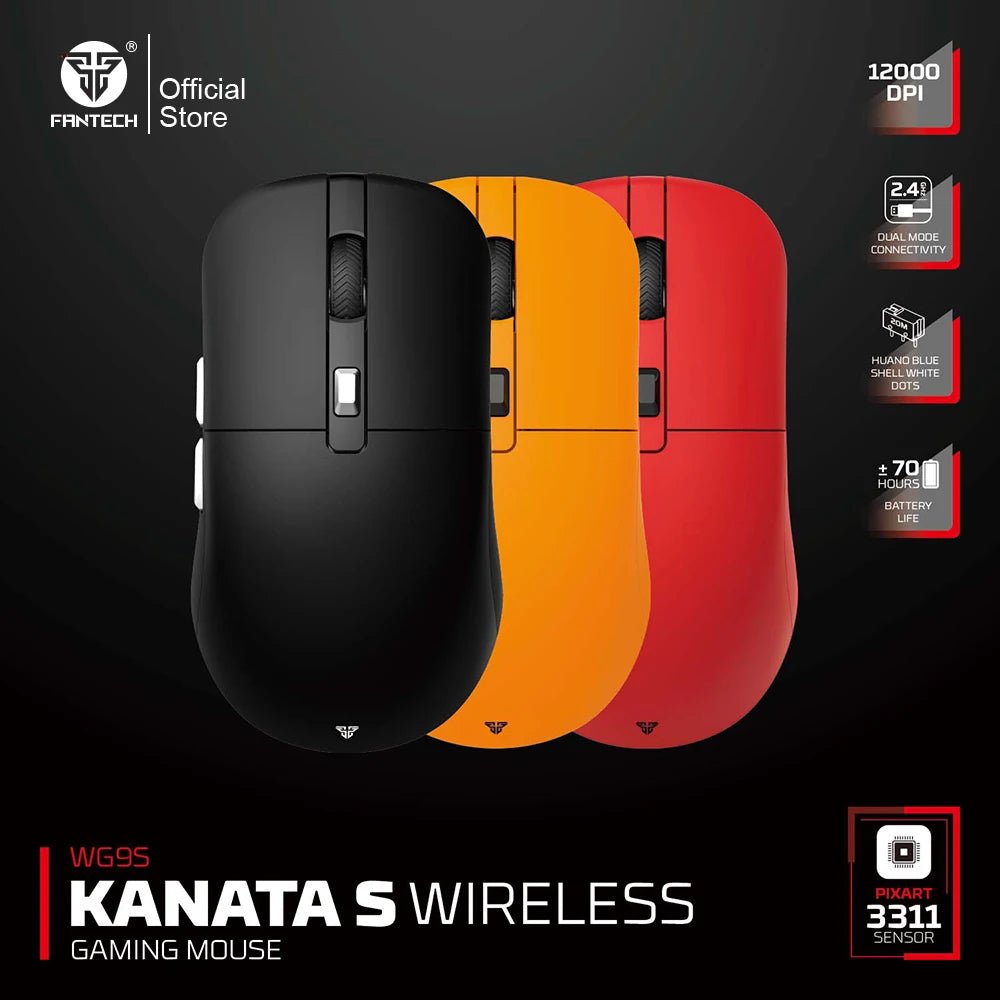 S0e425980cb99467b887e92a238f12725Y FANTECH KANATAS WG9S Wireless Gaming Mouse - PIXART 3311, 12000DPI, Macro Buttons - Image 1