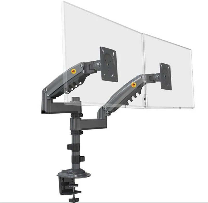 S11c25aa3852641ada9253cdee5ef8e93D NB H180 Double monitor desk Holder Arm Gas Spring Full Motion 17"-27" LCD TV Mount ergonomic dual arm clamp bracket 2-9kgs each - Image 1