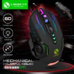 V7 Wired Mechanical Gaming Mouse with LED Lights - Ambidextrous Design for Laptop & Desktop