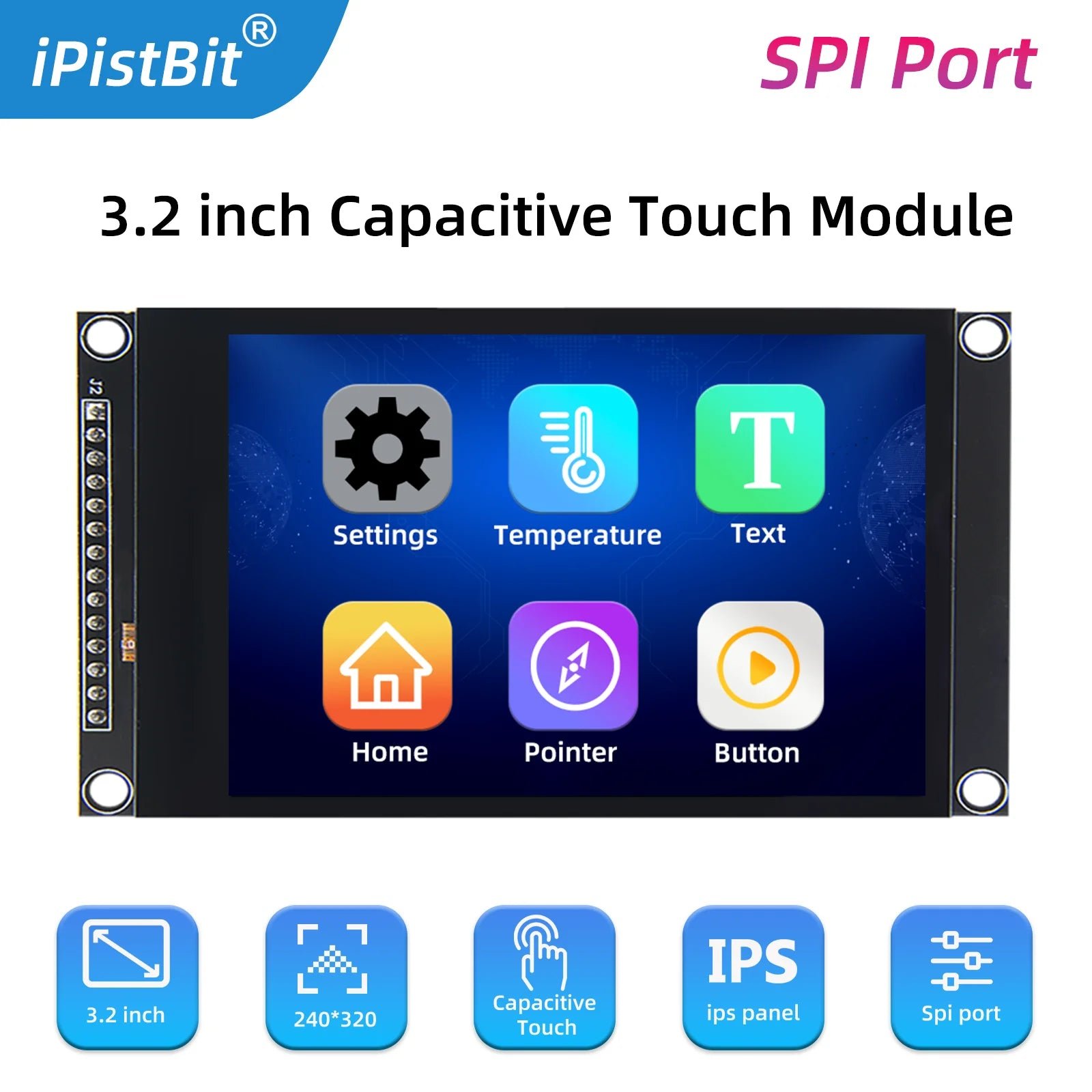 S2e04392af6ef4845922520f92f3feebbx 3.2" IPS TFT LCD Touch Display Module – ILI9341, SPI, for ESP32 & Arduino - Image 1