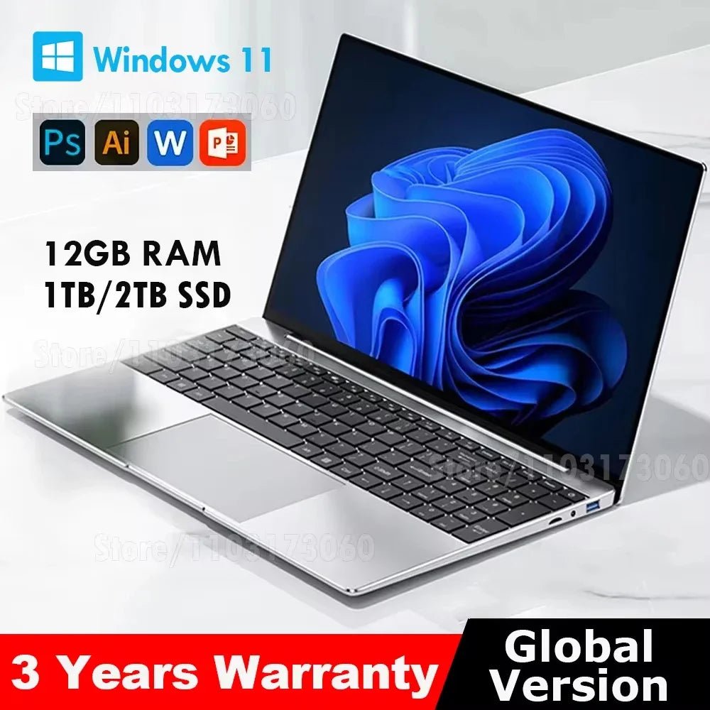 S4bb6bfe11f9d4627ada68ea183a71ac3m Laptop Computer Windows 11 Pro Intel Atom A3950 2025 Notebook PC Gamer 12GB RAM 512GB 1TB SSD 1920*1080 Office Study Computer PC - Image 1
