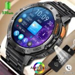 AMOLED Smart Watch for Men – Flashlight, Sports, Waterproof, Bluetooth Call + Box