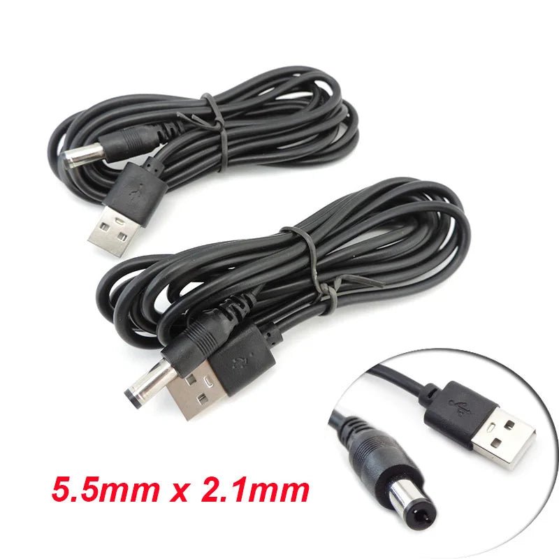 S6d0948df1ee04606a64ce40e5f8ef4e8l USB 2.0 Male A to DC 5.5mm x 2.1mm Plug Jack DC Power Cord Socket Connector 5V Cable Line 5.5mm*2.1mm 1 - Image 1