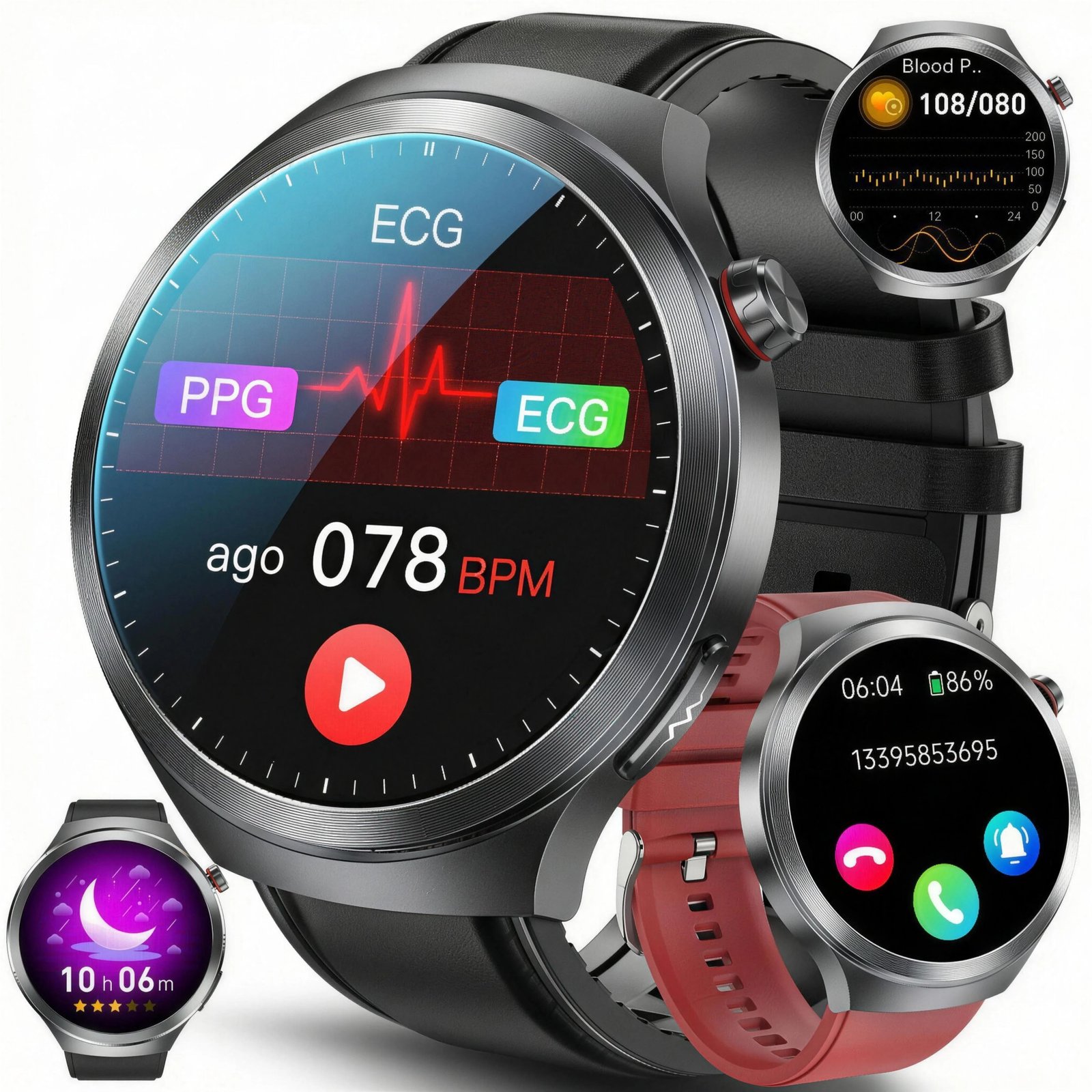 S810dfde55886456b91c854c2795ace125 2025 Health Smart Watch – ECG+PPG, Blood Pressure, Blood Oxygen, Uric Acid, Bluetooth Call - Image 1