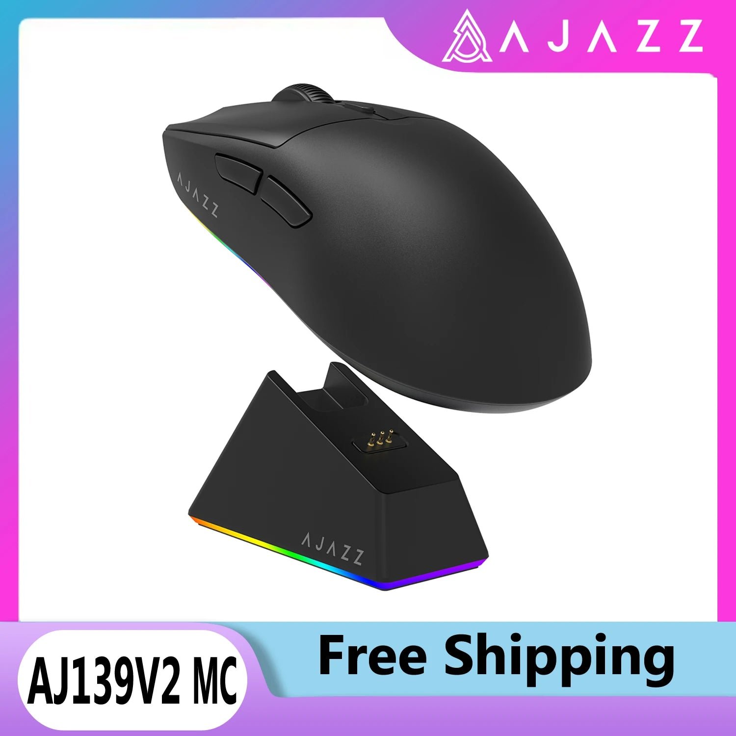 S9538770acd554a9c99b3f821daee43d2n AJAZZ AJ139 V2 MC Wireless Gamer Mouse with Dock PAW3311 Gaming Sensor 12000DPI Max Tri-mode Connect Mice for Laptop PC - Image 1