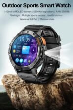 AMOLED Smart Watch for Men – Flashlight, Sports, Waterproof, Bluetooth Call + Box - Image 7