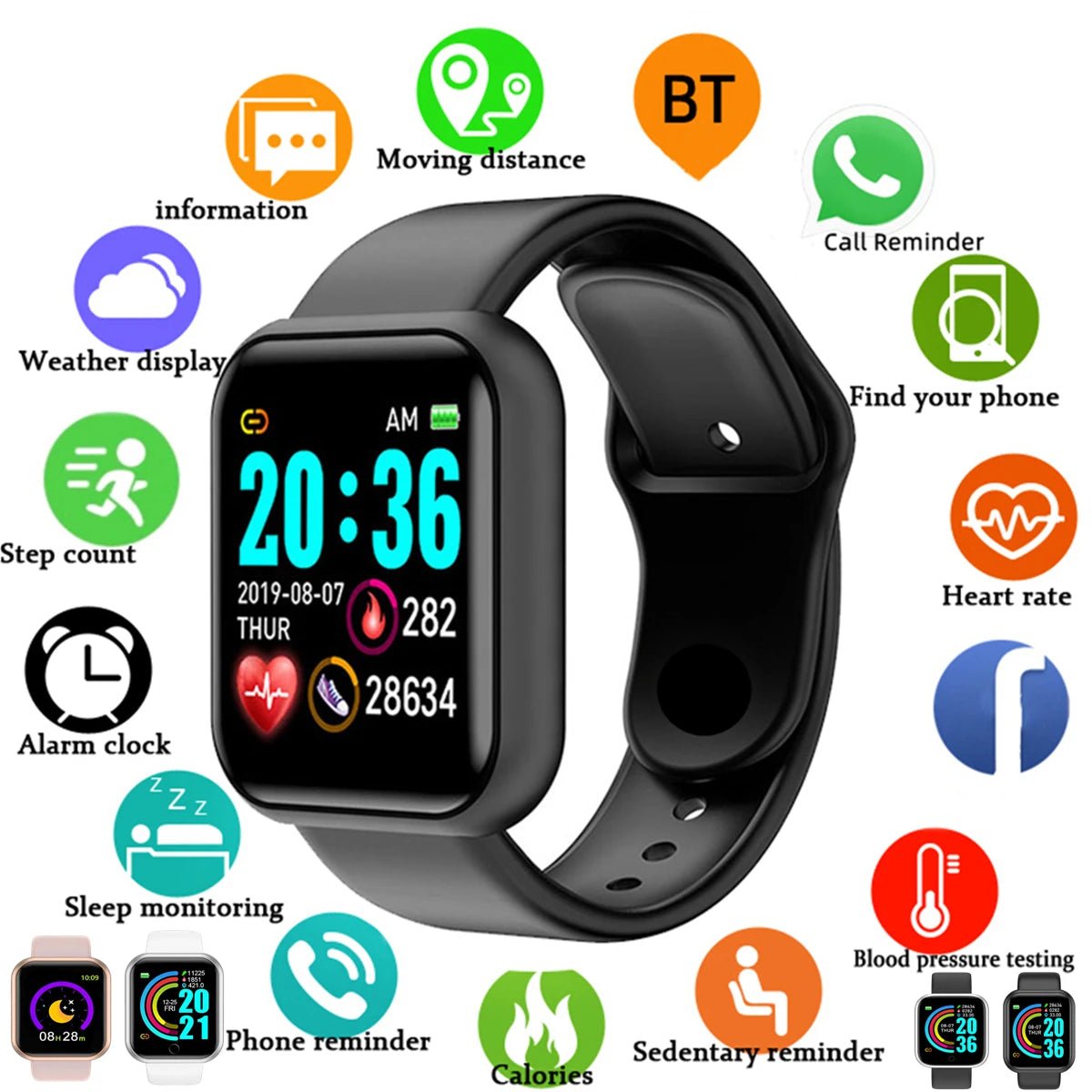 Sb8e43a21e1704caa8c914740e7ac130aR Smart Watch - Bluetooth Fitness Tracker with Music Control & Calorie Monitor - Image 1