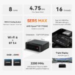 Beelink SER5 Max Mini PC – AMD Ryzen 7 6800U/7735HS, DDR5, WiFi 6, 2.5G LAN - Image 47