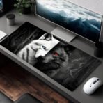 Large Gaming Mouse Pad Black and White Wolf King Design Non-Slip Base Heavy Duty for Desktop Laptop desk pad office accessories - Image 2