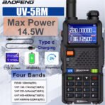 Baofeng UV-5RM Walkie Talkie - 999CH Four-Band Radio with 3800mAh Battery