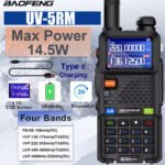 Baofeng UV-5RM Walkie Talkie - 999CH Four-Band Radio with 3800mAh Battery