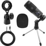 5Core Podcast Microphone Bundle – Condenser Mic, Desk Stand & Shock Mount